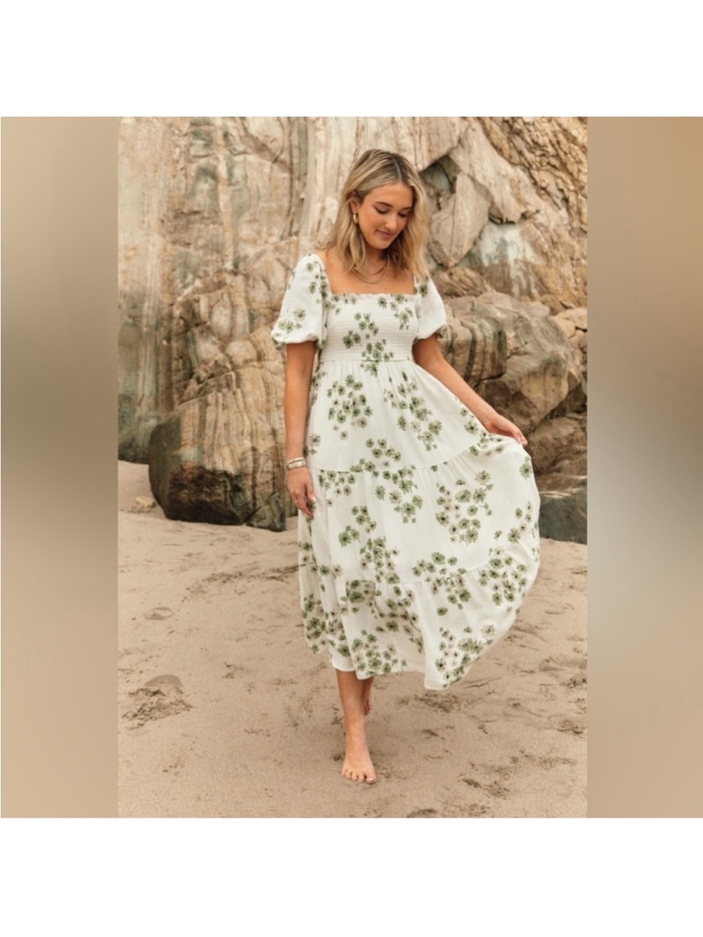 NWT Abercrombie & Fitch Smocked Puff Sleeve Floral Madi Dress - Picture 4 of 8